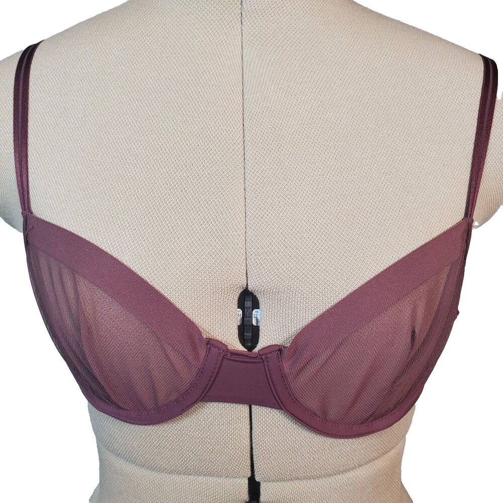 Auden Demi Bra 32A Brown Sheer Underwire Unlined Lightweight Neutral Classic